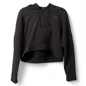 Puma cropped black cotton hoodie size small